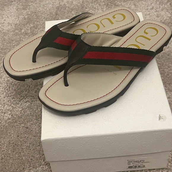 Gucci Other - Gucci Beige and Red Flip Flops